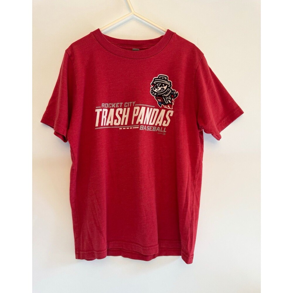 Rocket City Trash Pandas Kids Red Graphic Baseball Short Sleeve Crew Neck Tee-YM